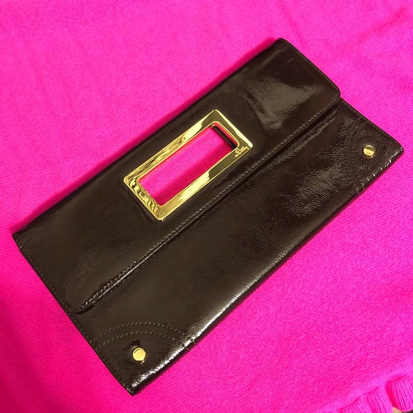 Lilly Pulitzer Brown Patent Leather Clutch - Picture 1 of 7